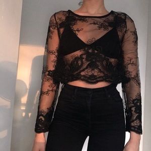 Sheer Lace Black Crop
